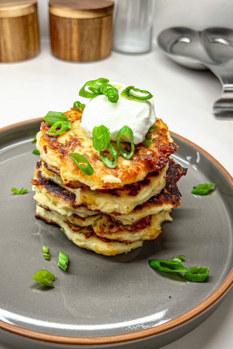 finished Mashed potato pancakes with sour cream