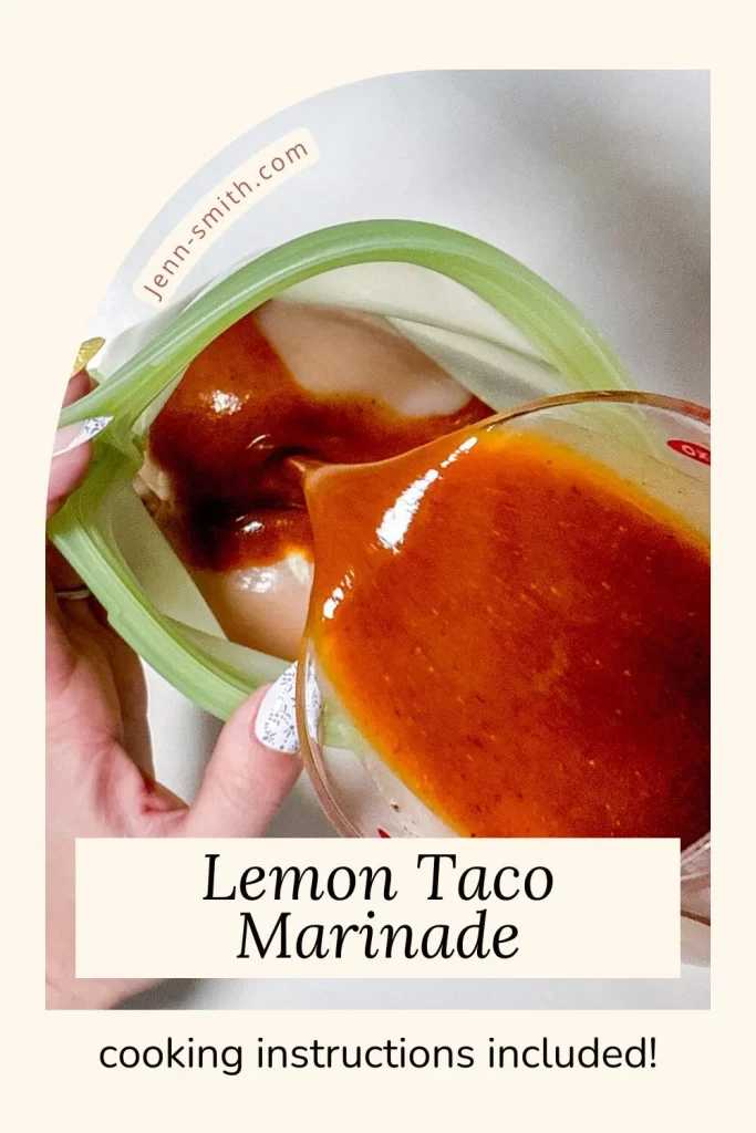 Lemon Taco Marinade cooking instructions included - Pinterest Pin
